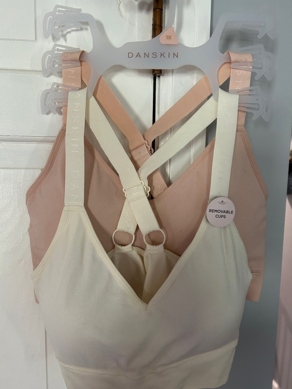 Danskin Dual-Tone Sports Bralette in Blush & Cream